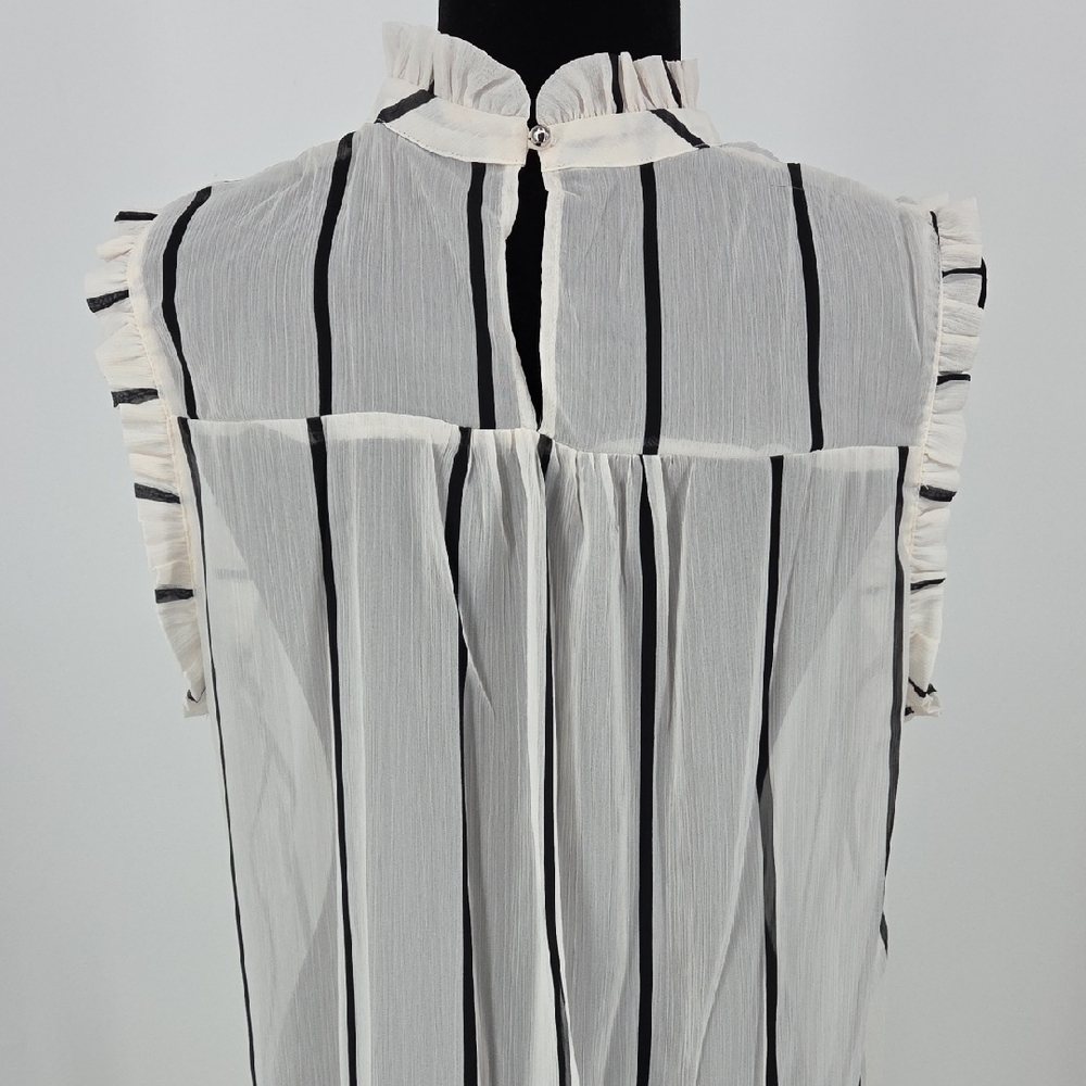 Who What Wear White Sleeveless Ruffle Mock Neck Striped Cami - Picture 12 of 15